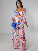 Lässiger, langärmliger Jumpsuit mit Batikmuster und weitem Bein